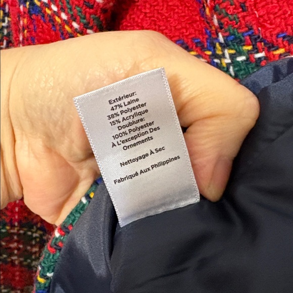 Talbots 12 Red Tartan Plaid Wool Blend Blazer Jacket - Picture 8 of 8